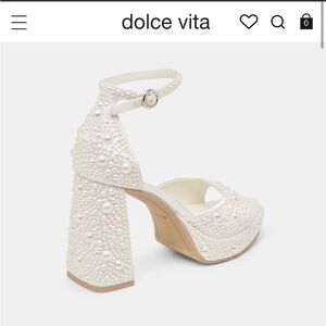 Dolce Vita White Pearl-Studded Heels